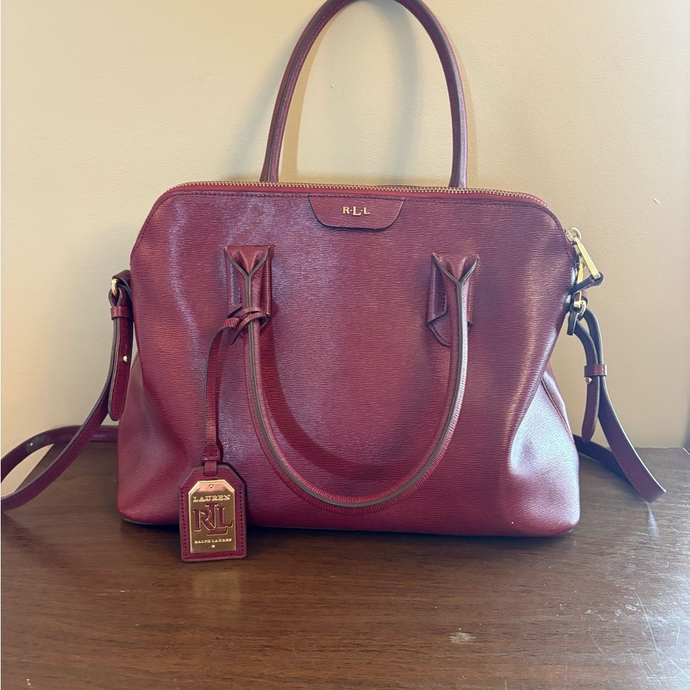 Ralph Lauren Burgundy Leather Satchel